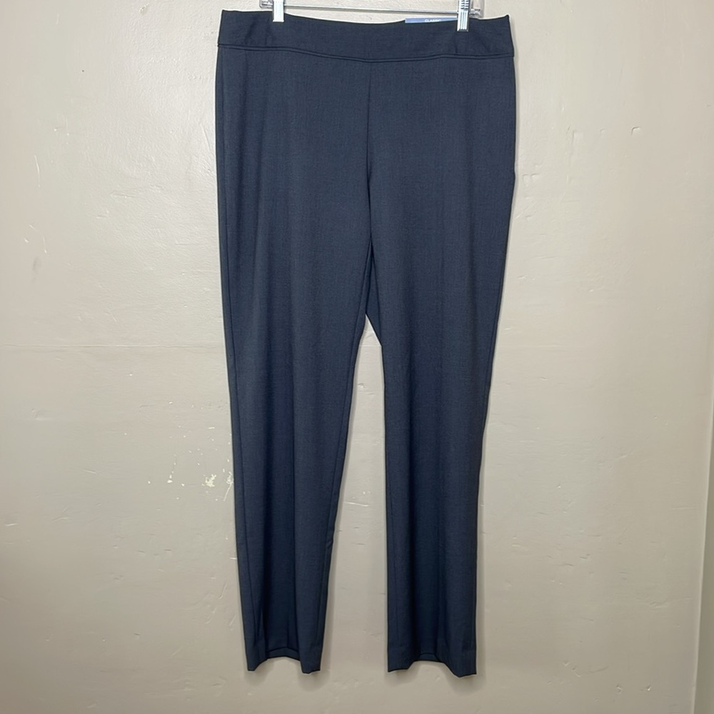 LIZ CLAIBORNE Career Trouser Pants Gray CLASSIC Straight Leg Flat Front 14